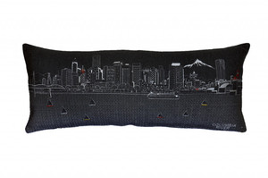 35" Black Portland Nighttime Skyline Lumbar Decorative Pillow - 606114644194 35" Black Portland Nighttime Skyline Lumbar Decorative Pillow - 606114644194