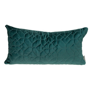 Homeroots Teal Quilted Velvet Geo Lumbar Decorative Pillow, 12 x 24 Inches