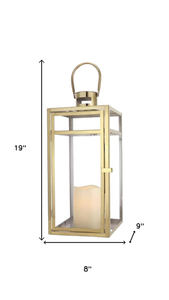 Set of Three Clear Glass Stainless Steel Tabletop Lantern Candle Holders
