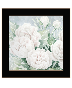 Peaceful Peonies In Full Bloom Black Framed Print Wall Art