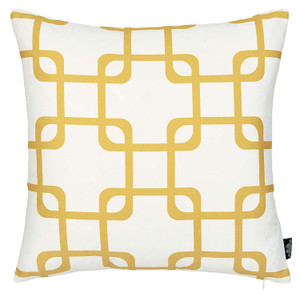 Yellow and White Grid Geometric Throw Pillow - 808230076990