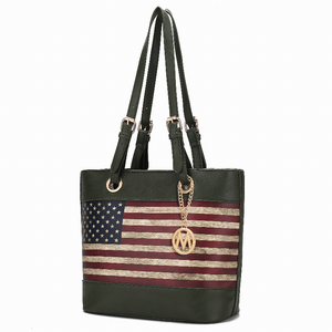Vera Vegan Leather Patriotic Flag Pattern Women's Tote Bag