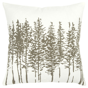 Homeroots Home Decor Gray Ivory Grove of Trees Down Throw Pillow, 18 x 18 Inches