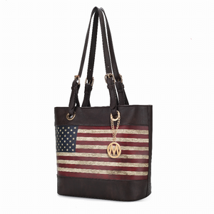 Vera Vegan Leather Patriotic Flag Pattern Women's Tote Bag