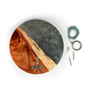 One of a Kind Stone Epoxy Resin Live-Edge Wood Hook and Ring Toss Game