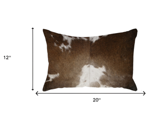 12" X 20" Chocolate Cowhide Throw Pillow