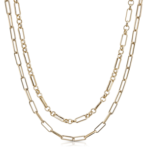 Double Small Multi Link & Elongated Link Chain Necklace