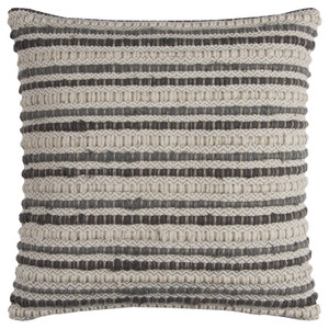 Homeroots Home Decor Gray Beige Nubby Texture Bands Throw Pillow, Gray Beige, 20 x 20 Inches