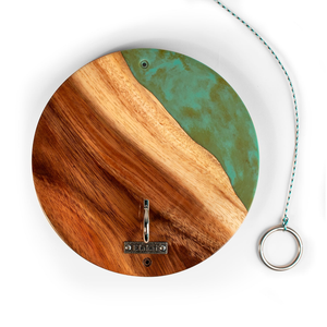 One of a Kind Pearl Epoxy Resin Live-Edge Wood Hook and Ring Toss Game