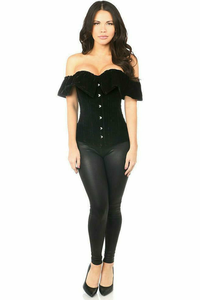 Top Drawer Velvet Off-The-Shoulder Steel Boned Corset