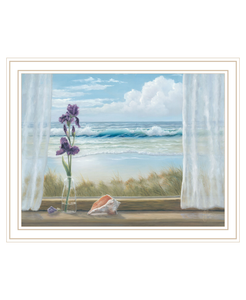 Irises on Windowsill White Framed Print Wall Art