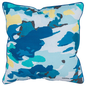 Homeroots Home Decor Teal Blue Abstract Impressionistic Throw Pillow, Teal Blue, 20 x 20 Inches
