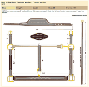 Henri de Rivel Stress Free Halter With Fancy Contrast Stitching - Australian Nut - Pony