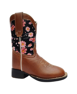 TuffRider Youth Pinnacles Square Toe Western Boot- Brown Floral- 7Y