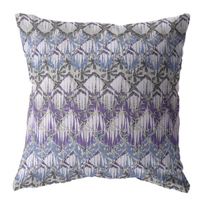18” Purple Gray Hatch Zippered Suede Throw Pillow - 808230191198