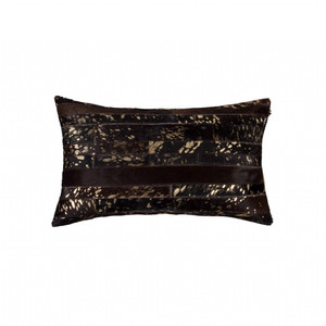 12" x 20" x 5" Chocolate and Gold Pillow - 4512822748085