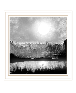 Big Moon Lake White Framed Print Wall Art