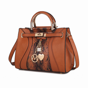 Cassia Snake embossed Vegan Leather Women's Satchel Bag