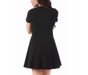 InstantFigure Short Dress W/Cap Sleeves Fit Flair Bodice