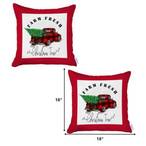 Set of 2 Christmas Buffalo Check Pick Up Truck Throw Pillows - 808230092105