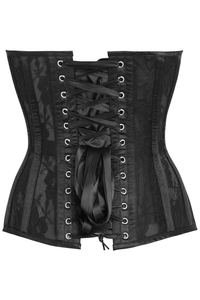 Top Drawer Black Sheer Mesh Net & Lace Steel Boned Overbust Corset