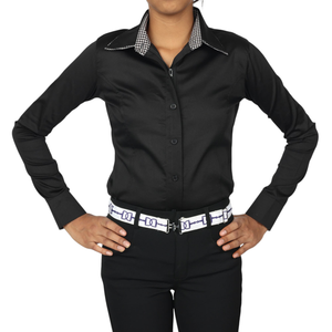 TuffRider Girls ADEY Double Collar Shirt-Black-XS