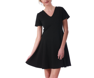 InstantFigure Short V-neck Panel dress w/flared skirt
