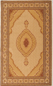 4' X 6' Cream Oriental Power Loom Stain Resistant Area Rug