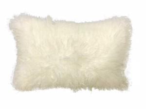 17" Creamy Genuine Tibetan Lamb Fur Pillow with Microsuede Backing - 4512822782294