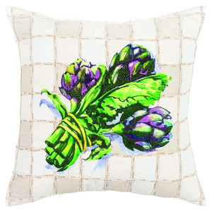 White Green Artichoke Waffled Throw Pillow - 808230117457