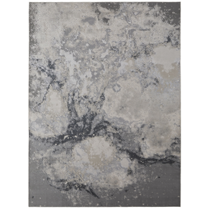 8' X 10' Ivory Black and Gray Abstract Area Rug
