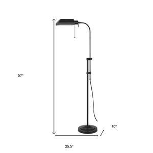 57" Bronze Metal Adjustable Floor Lamp With Bronze Metal Square Shade