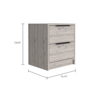19" Light Gray Two Drawer Faux Wood Nightstand