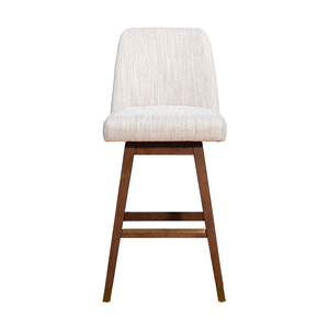 Beige and Brown Solid Wood Bar Height Swivel Bar Chair - 606114746034
