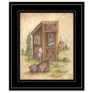 Still Waiting Bear and Moose Black Framed Print Bathroom Wall Art - 4512839593289