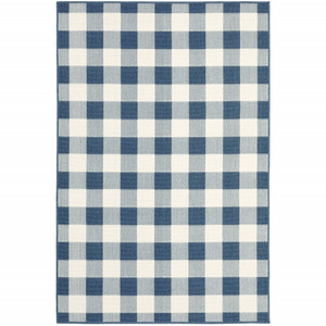 2' X 3' Blue Geometric Stain Resistant Indoor Outdoor Area Rug - 606114574842