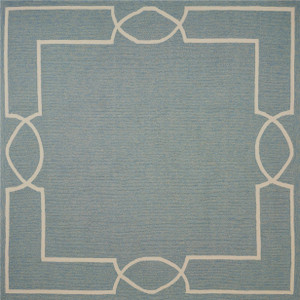 8'x11' Spa Blue Hand Hooked UV Treated Bordered Indoor Outdoor Area Rug - 4512822924687