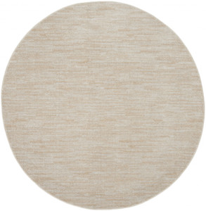 6' X 6' Ivory And Beige Round Non Skid Indoor Outdoor Area Rug - 606114458425