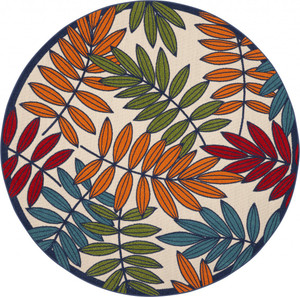 8’ Round Multicolored Leaves Indoor Outdoor Area Rug - 4512822811758