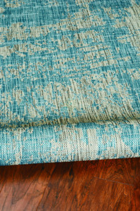 5'x7' Teal Machine Woven UV Treated Abstract Brushstrokes Indoor Outdoor Area Rug - 4512822922119