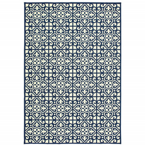 6' X 9' Ivory Geometric Stain Resistant Indoor Outdoor Area Rug - 606114574002
