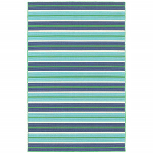 5' X 8' Blue Geometric Stain Resistant Indoor Outdoor Area Rug - 606114575351