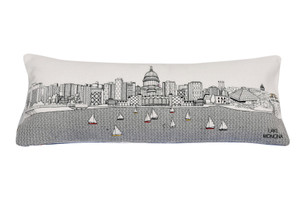 35" White Madison Daylight Skyline Lumbar Decorative Pillow - 606114643739