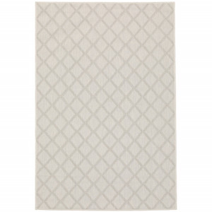 10' X 13' Ivory Geometric Stain Resistant Indoor Outdoor Area Rug - 606114583325