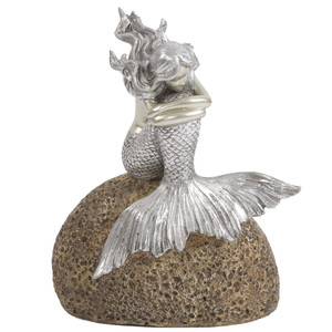 Contemplative Mermaid on a Rock Sculpture - 808230095373