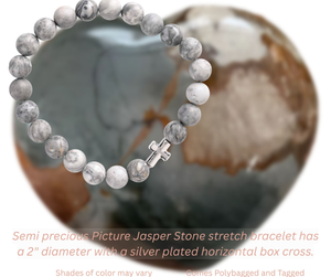 Bracelet Picture Jasper Stone With Cross