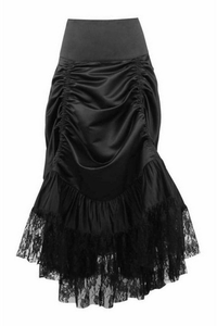 Satin & Lace Gothic Long Hi Low Bustle Skirt