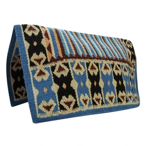 TuffRider Amarillo Western Woven Saddle Blanket- Blue/Black- 34 x 36
