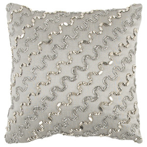 Lux Silver and Gold Beaded Chevron Throw Pillow - 808230115743