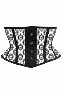 Lavish Skull Print Satin Mini Cincher Corset